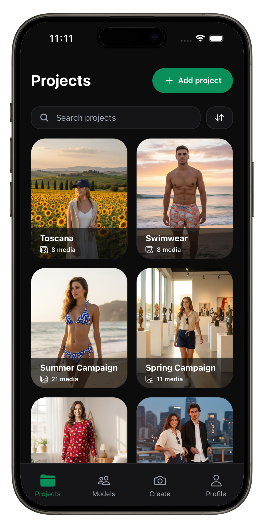 Modelfy Projects Screen